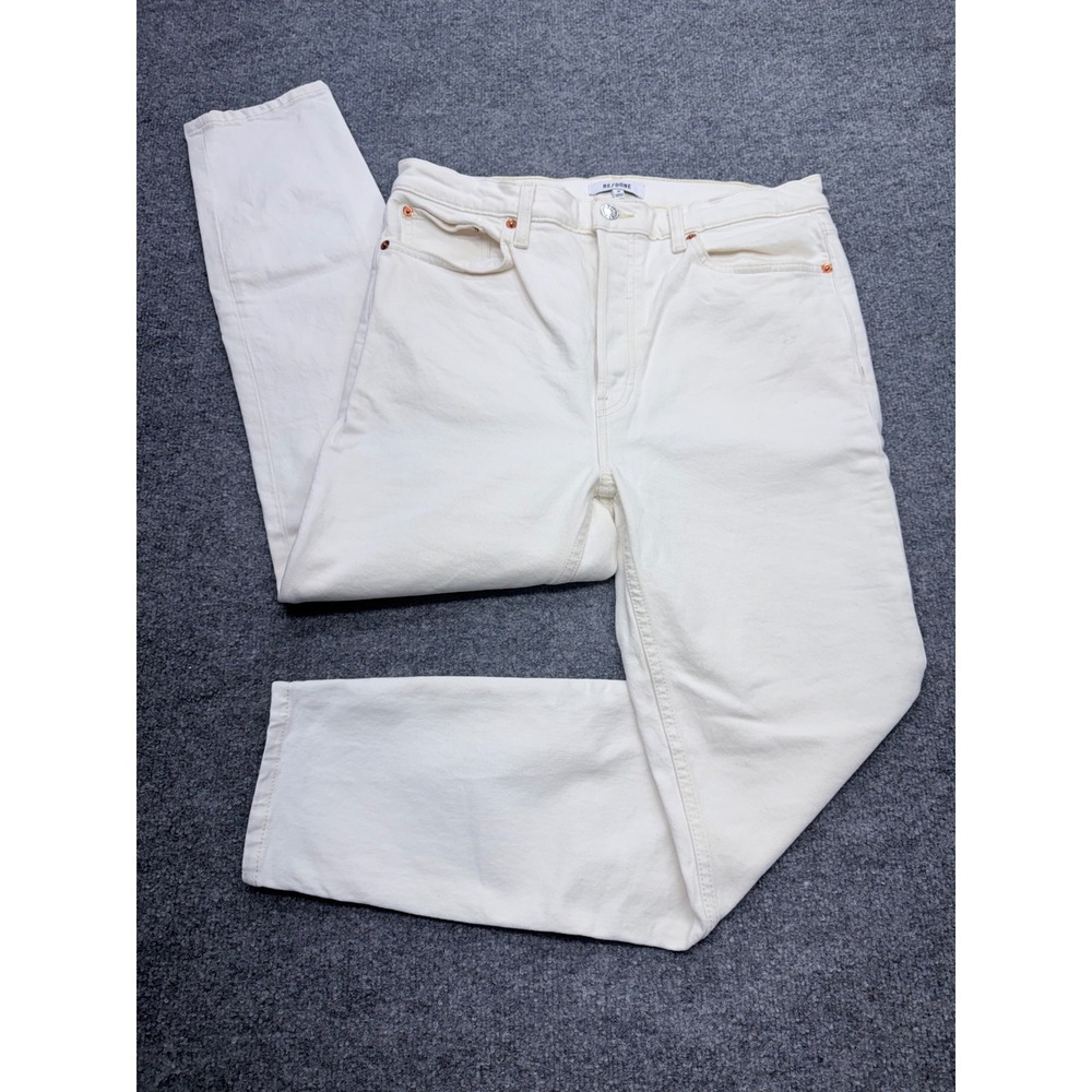 RE/DONE Originals Womens Size 30 High Rise Straight Leg Jeans Cream Button Fly